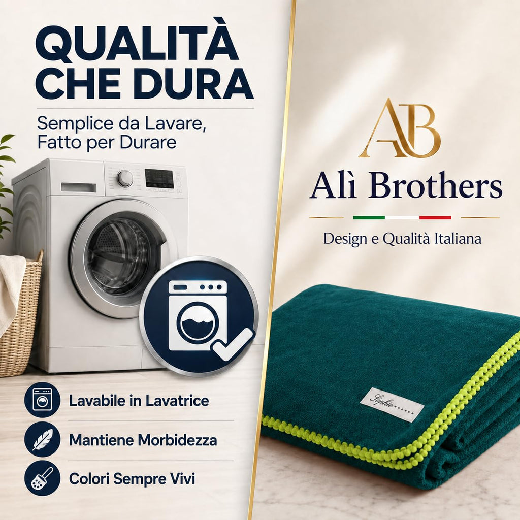 Ali Brothers Telo Mare 90x160 cm in Spugna Jacquard 100% Cotone-Morbido e assorbente, ideale per spiaggia, piscina, bagno e coprilettino da mare.