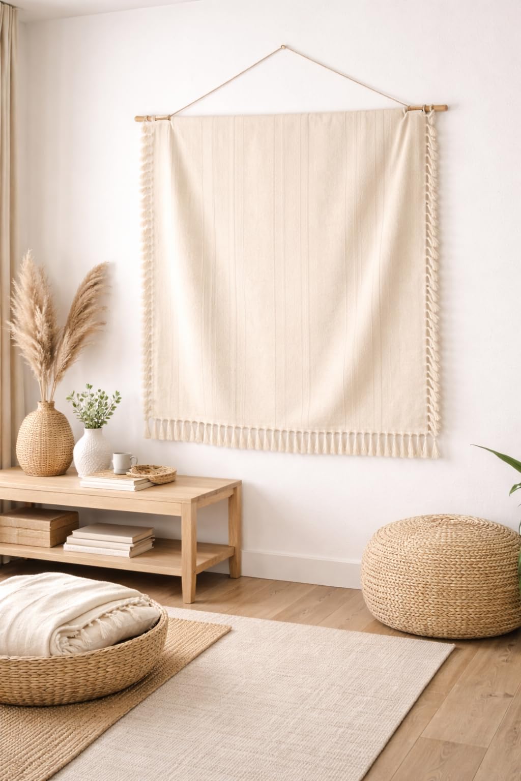 Telo Copritutto 100% Cotone Made in India 210x240 cm + Frange 7 cm – Copridivano Universale, Copriletto Matrimoniale, Coprimuro Boho, Telo Parete, Coperta Estiva Leggera, Telo Arredo Multiuso