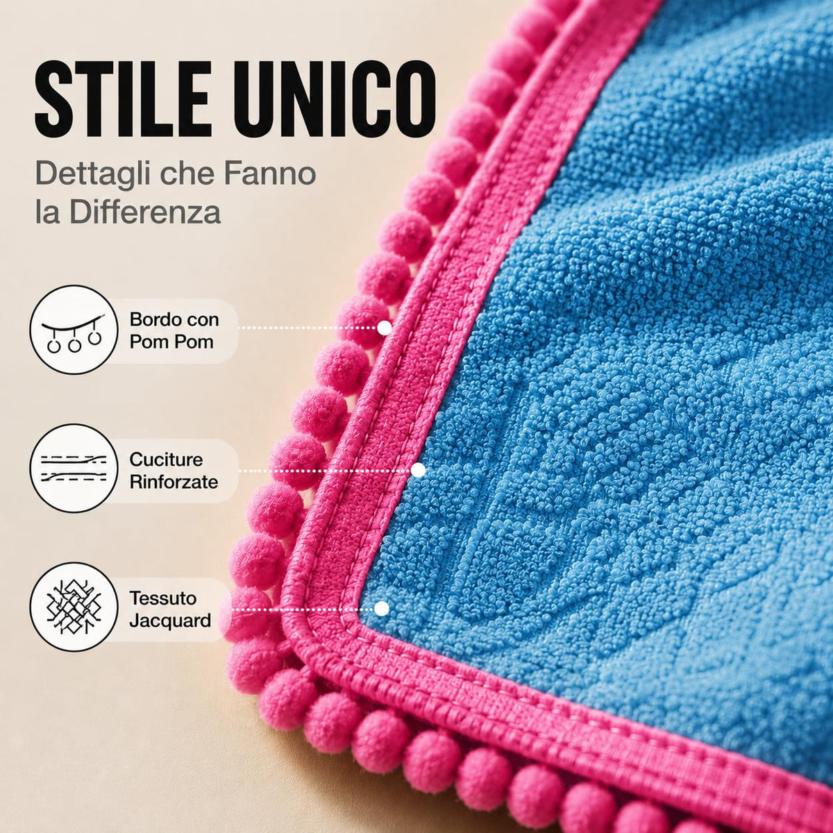 Ali Brothers Telo Mare 90x160 cm in Spugna Jacquard 100% Cotone-Morbido e assorbente, ideale per spiaggia, piscina, bagno e coprilettino da mare.