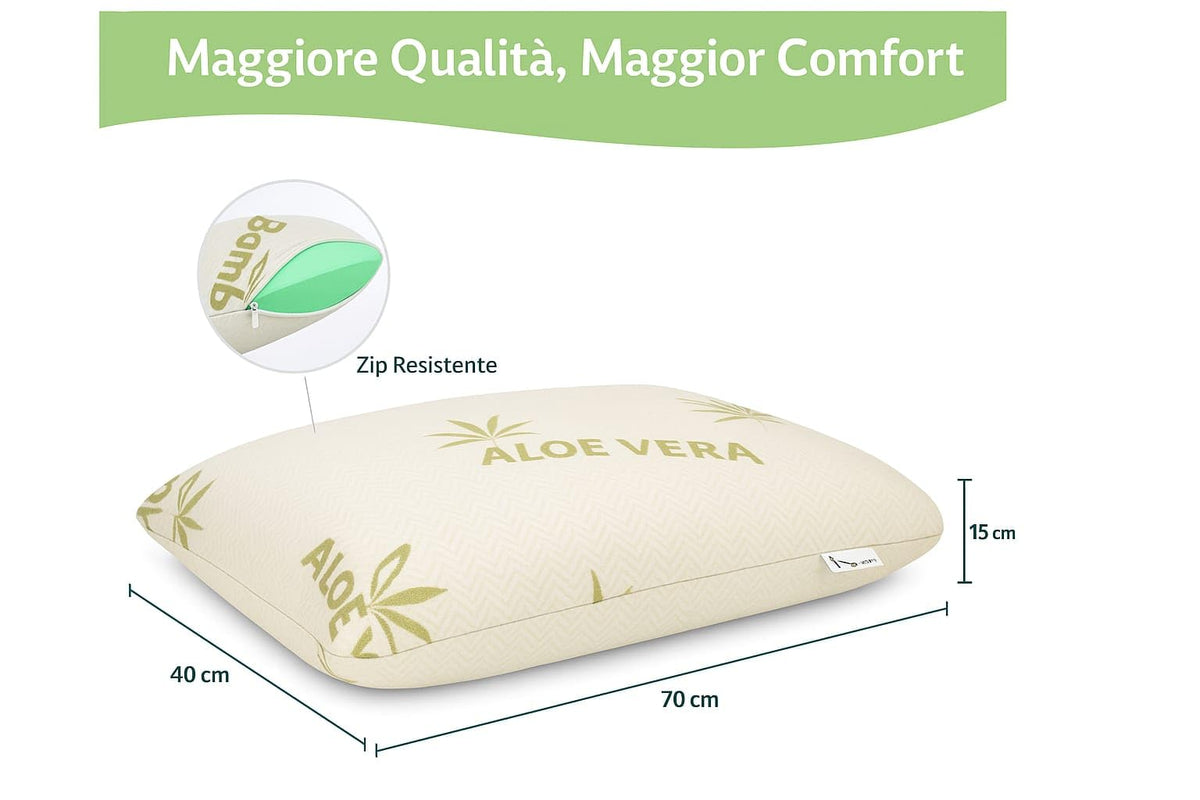 Ali Brothers Cuscino Letto in Memory Foam Ergonomico – Cervicale, Ortopedico, Traspirante, Altezza 13/15 cm – Antiacaro, Made in Italy – Cuscino per Dormire, Collo e Schiena
