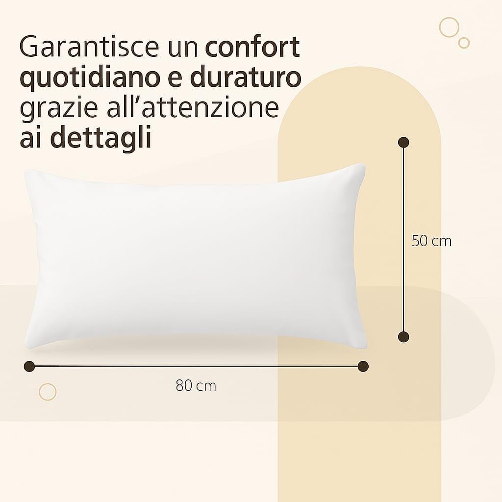 Set 2 Federe Cuscino 50x80 cm – 100% Cotone Morbido e Traspirante – Antipiega, Antiacaro, Lavabili – Naturale per Letto Singolo o Matrimoniale"
