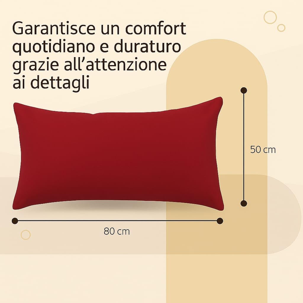 Set 2 Federe Cuscino 50x80 cm – 100% Cotone Morbido e Traspirante – Antipiega, Antiacaro, Lavabili – Naturale per Letto Singolo o Matrimoniale"