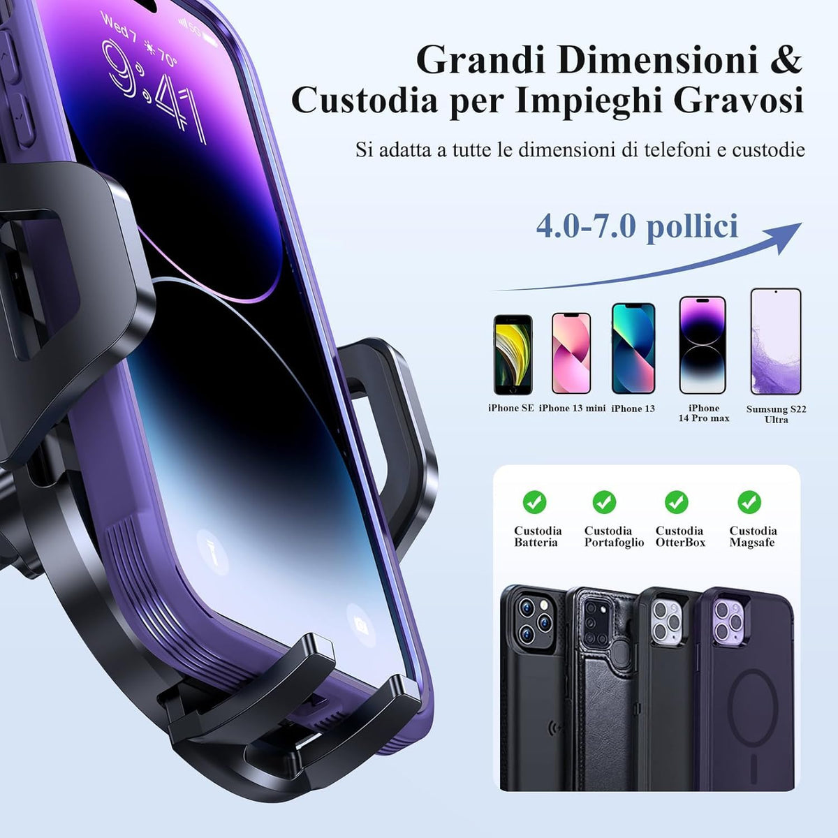 Porta Cellulare Auto Universale Cruscotto Parabrezza Bocchette, Accessori Auto 2025, Supporto Telefono Auto Rotazione 360 Gradi Porta Telefono Auto Regolabile con Ventosa per Telefono Forte Tenuta