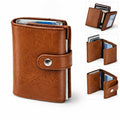 Ali Brothers Portafoglio Uomo in Pelle, Porta Carte di Credito Piccolo Slim Con Protezione RFID, Compatto, Elegante Con Bottone, Scomparti Per Banconote e 12 Slot Per Tessere