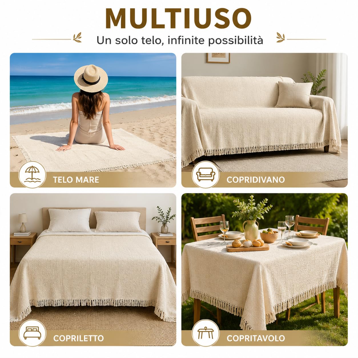 Ali Brothers Telo Copritutto Cotone Made in India 210x240 cm + Frange 7 cm – Copridivano Universale, Copriletto Matrimoniale, Coprimuro, Telo Parete, Coperta Estiva Leggera, Telo Arredo Multiuso