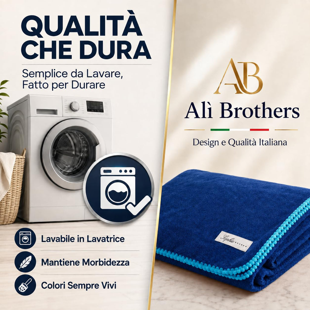 Ali Brothers Telo Mare 90x160 cm in Spugna Jacquard 100% Cotone-Morbido e assorbente, ideale per spiaggia, piscina, bagno e coprilettino da mare.