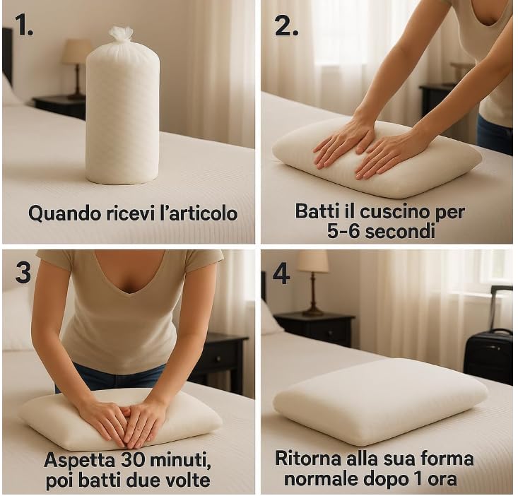 Ali Brothers Cuscino Letto in Memory Foam Ergonomico – Cervicale, Ortopedico, Traspirante, Altezza 13/15 cm – Antiacaro, Made in Italy – Cuscino per Dormire, Collo e Schiena