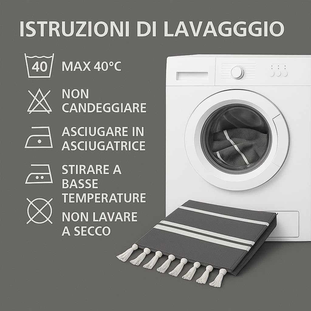 Ali Brothers Telo Mare Grande 90x170cm 100% Cotone – Asciugamano da Spiaggia con Frange – Antisabbia, Leggero, Assorbente e Compatto – Fouta per Hammam, Sauna, Viaggio, Piscina, Yoga, Campeggio,