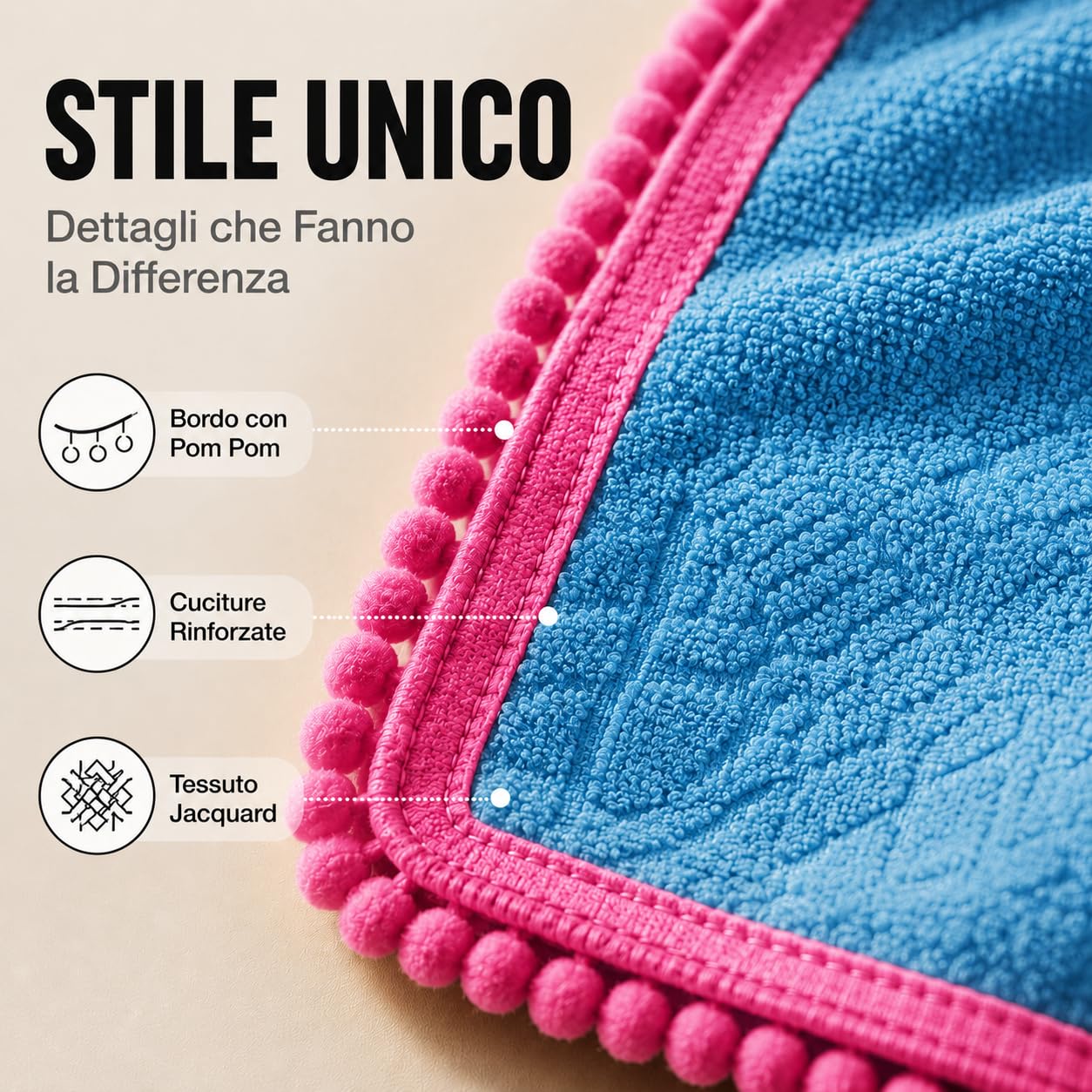 Ali Brothers Telo Mare 90x160 cm in Spugna Jacquard 100% Cotone-Morbido e assorbente, ideale per spiaggia, piscina, bagno e coprilettino da mare.