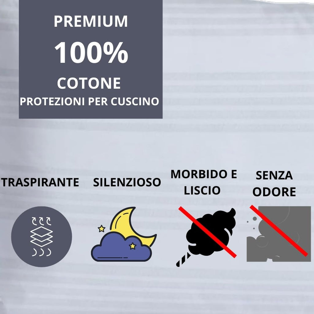 Federe Cuscino Letto 50x80 Cotone Bianco Assorbente Antisudore Antiacaro Antimuffa Copricuscini Letto Copricuscino In Cotone Federe Cuscino Certificato Oeko Tex