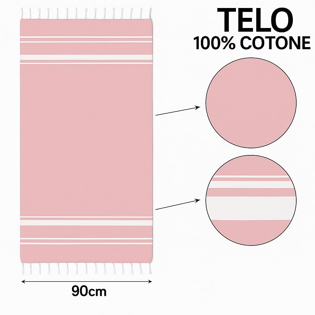 Ali Brothers Telo Mare Grande 90x170cm 100% Cotone – Asciugamano da Spiaggia con Frange – Antisabbia, Leggero, Assorbente e Compatto – Fouta per Hammam, Sauna, Viaggio, Piscina, Yoga, Campeggio,