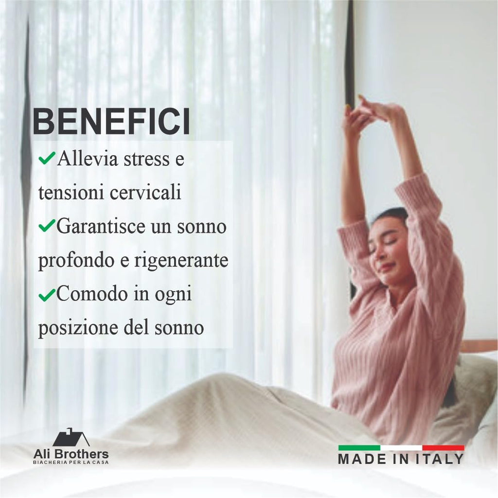 Cuscino Memory Foam Aloe Vera Set 2 Cuscino Ergonomico a Saponetta Antibatterico Ipoallergenico Traspirante per Benessere Notturno e Cuscini Letto Made in Italy per Collo e Cervicale