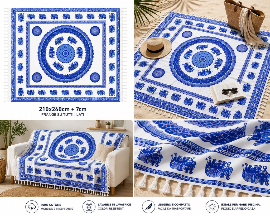 Ali Brothers Telo Mare Grande, cotone 210x230 cm+7cm frange| Telo Spiaggia antisabbia | Asciugamano Mare Fouta, frange e angoli - Pareo Donna Uomo Ragazzi | Pic Nic Beach Towel Coperta, lungo leggero
