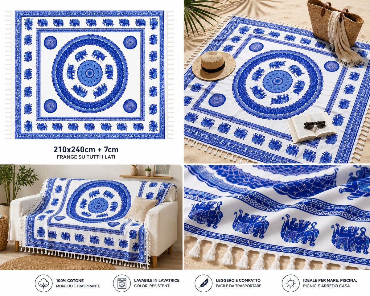 Ali Brothers Telo Mare Grande, cotone 210x230 cm+7cm frange| Telo Spiaggia antisabbia | Asciugamano Mare Fouta, frange e angoli - Pareo Donna Uomo Ragazzi | Pic Nic Beach Towel Coperta, lungo leggero