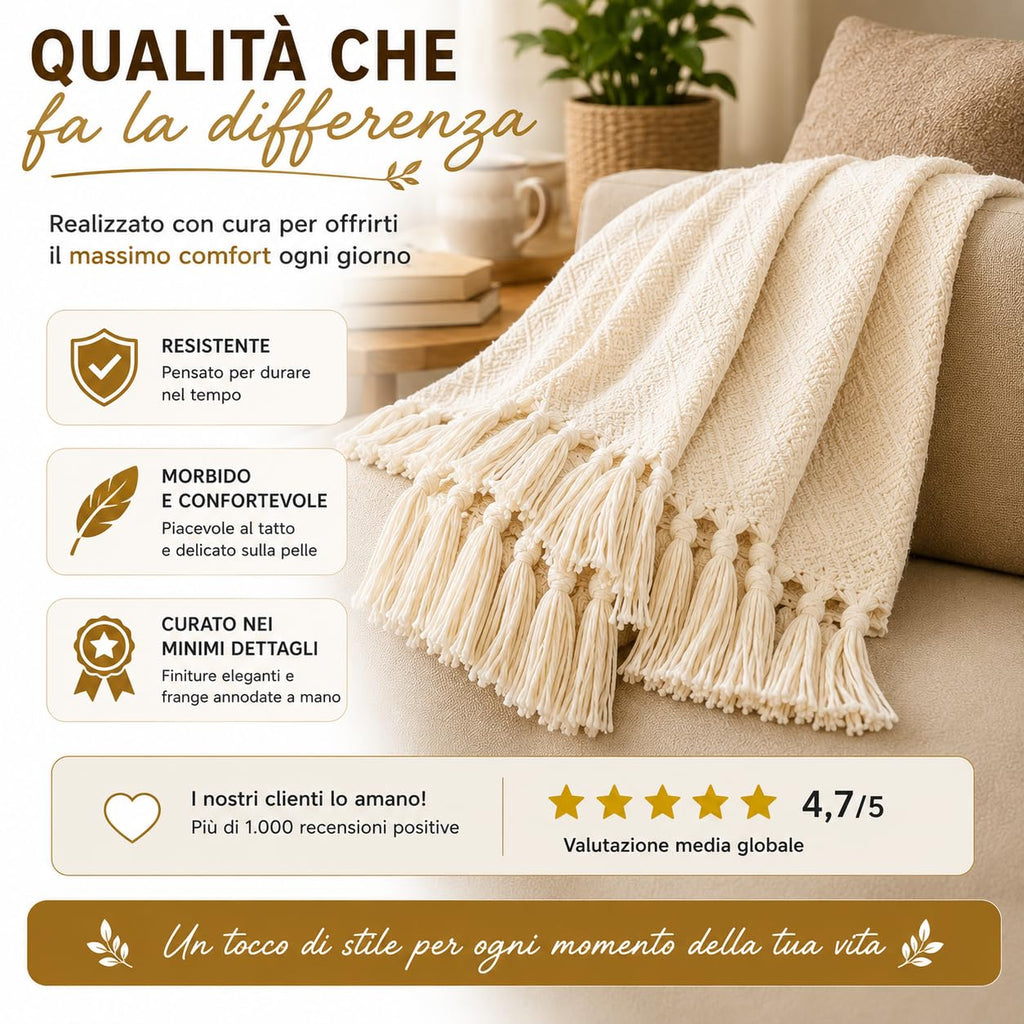 Ali Brothers Telo Copritutto Cotone Made in India 210x240 cm + Frange 7 cm – Copridivano Universale, Copriletto Matrimoniale, Coprimuro, Telo Parete, Coperta Estiva Leggera, Telo Arredo Multiuso