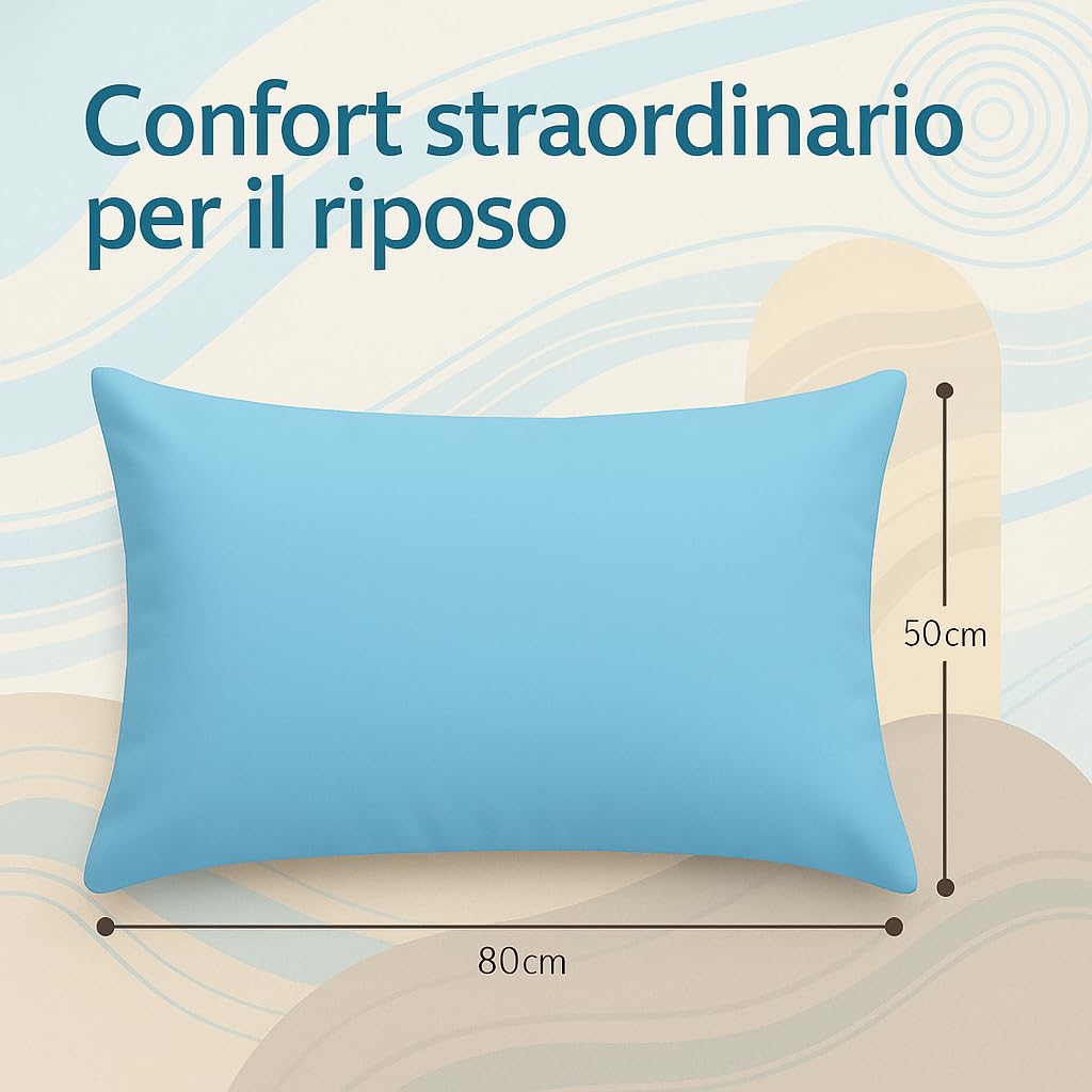 Set 2 Federe Cuscino 50x80 cm – 100% Cotone Morbido e Traspirante – Antipiega, Antiacaro, Lavabili – Naturale per Letto Singolo o Matrimoniale"