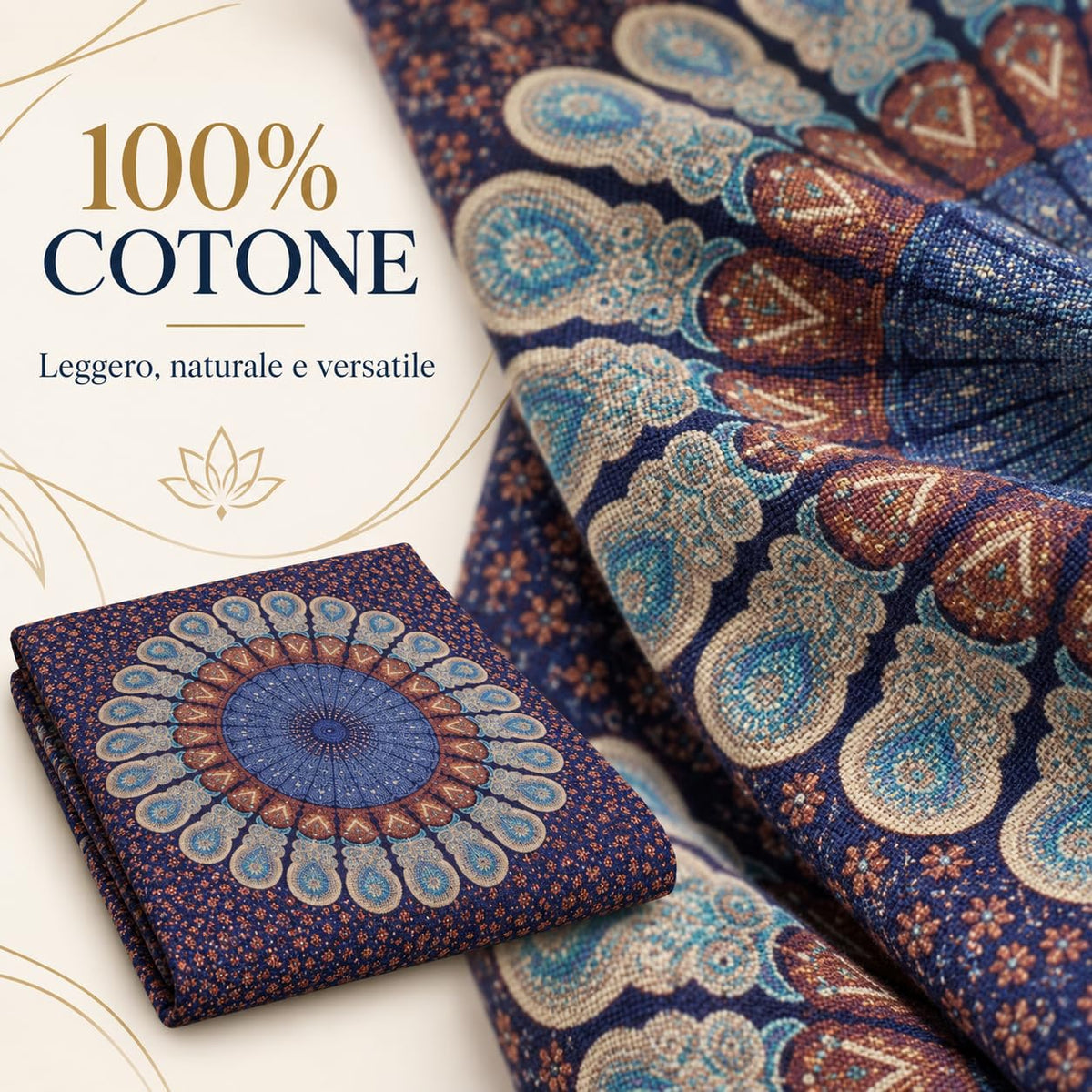 Ali Brothers Telo Copritutto Mandala 210x240 cm, Copridivano 3 Posti Boho Indiano in Cotone, Multiuso per Mare, Picnic, Arazzo da Parete, Casa e Viaggio