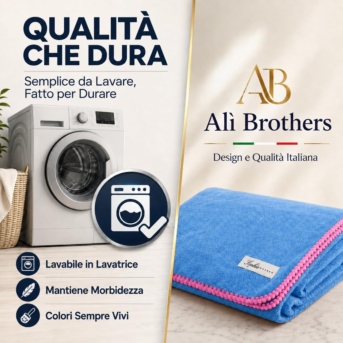 Ali Brothers Telo Mare 90x160 cm in Spugna Jacquard 100% Cotone-Morbido e assorbente, ideale per spiaggia, piscina, bagno e coprilettino da mare.