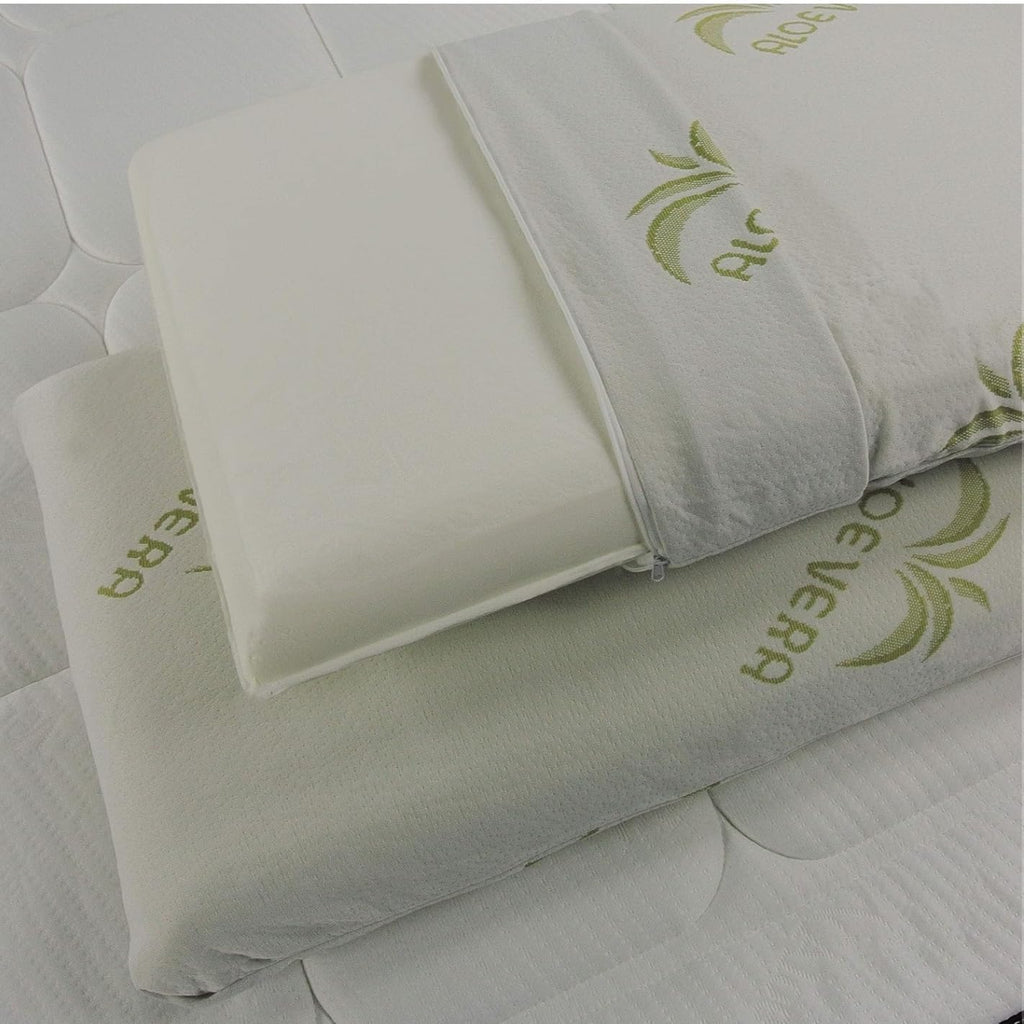 Ali Brothers Cuscino Memory Foam Aloe Vera – Ortopedico, Antiacaro, Ergonomico – Federa Traspirante Lavabile – Supporto Collo e Cervicale per Dormire,Ideale per Dolore al Collo,H 13CM,H15CM