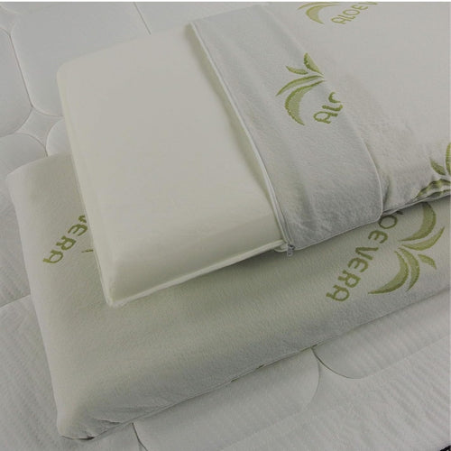 Ali Brothers Cuscino Memory Foam Aloe Vera – Ortopedico, Antiacaro, Ergonomico – Federa Traspirante Lavabile – Supporto Collo e Cervicale per Dormire,Ideale per Dolore al Collo,H 13CM,H15CM