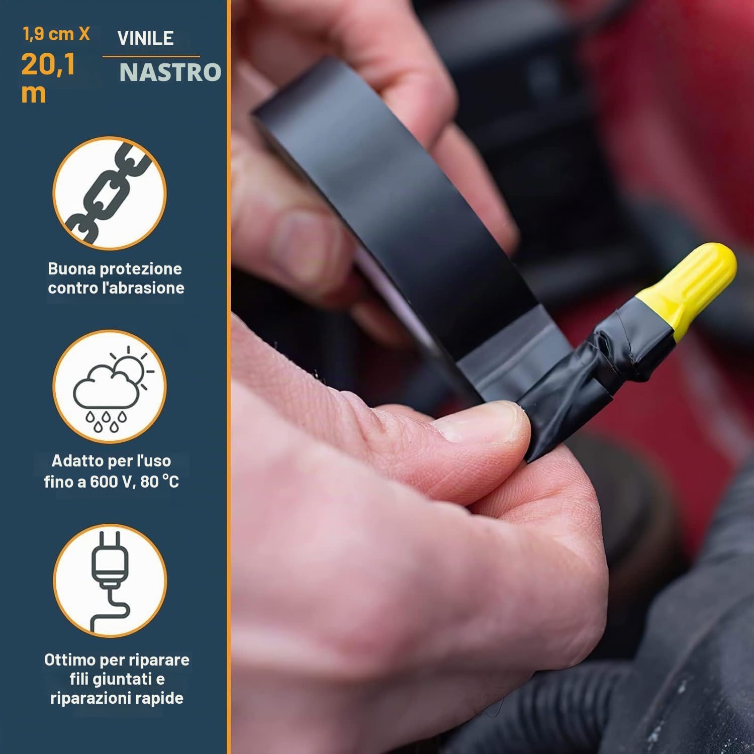 Ali Brothers Nastro isolante da 1.9 cm x 18.3 m, 3 unità, confezione da 1, nero, ottimo per attività e riparazioni domestiche di fai da te, elettriche, automobilistiche e di attrezzature