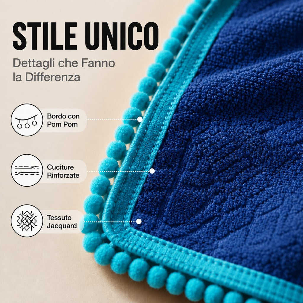 Ali Brothers Telo Mare 90x160 cm in Spugna Jacquard 100% Cotone-Morbido e assorbente, ideale per spiaggia, piscina, bagno e coprilettino da mare.