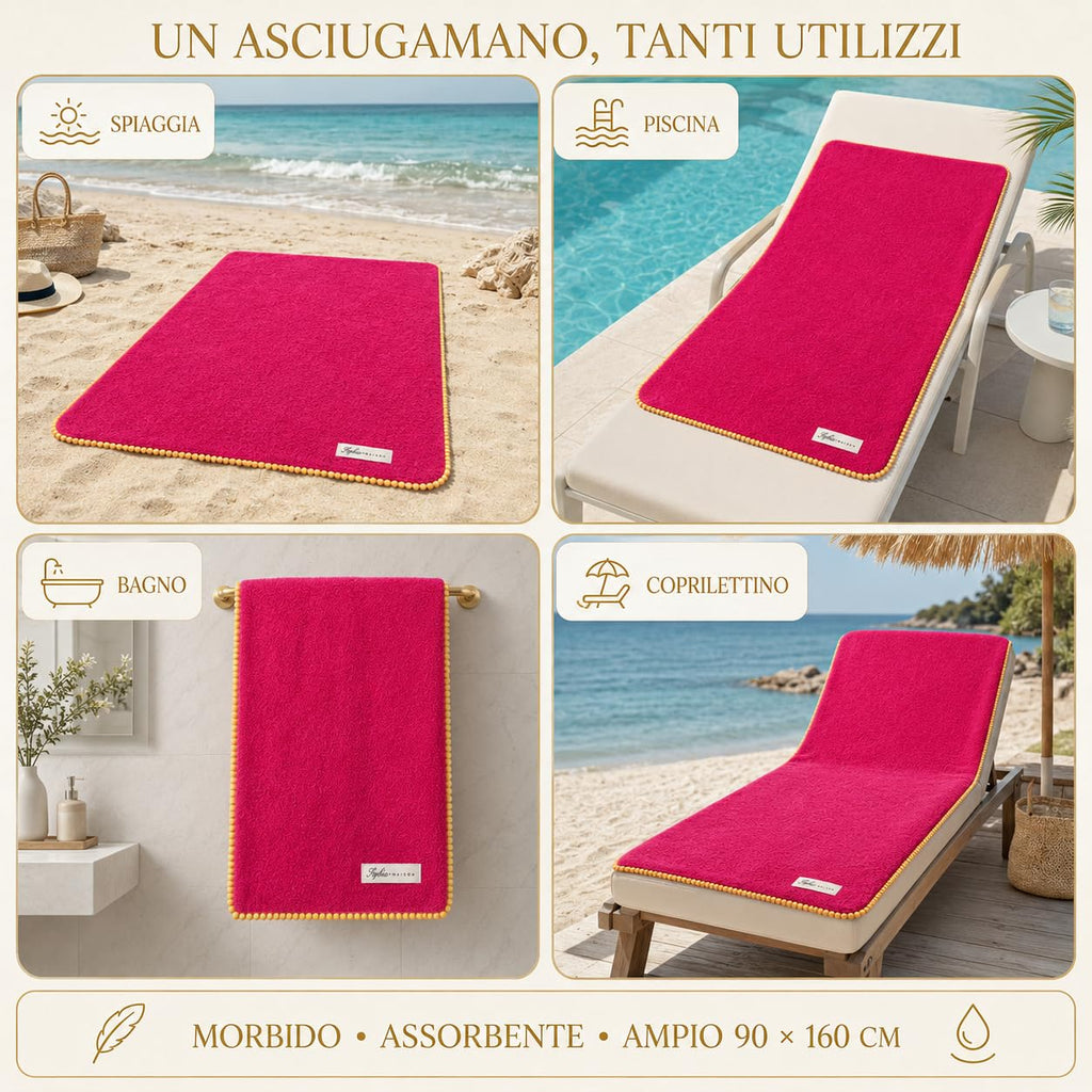 Ali Brothers Telo Mare 90x160 cm in Spugna Jacquard 100% Cotone-Morbido e assorbente, ideale per spiaggia, piscina, bagno e coprilettino da mare.