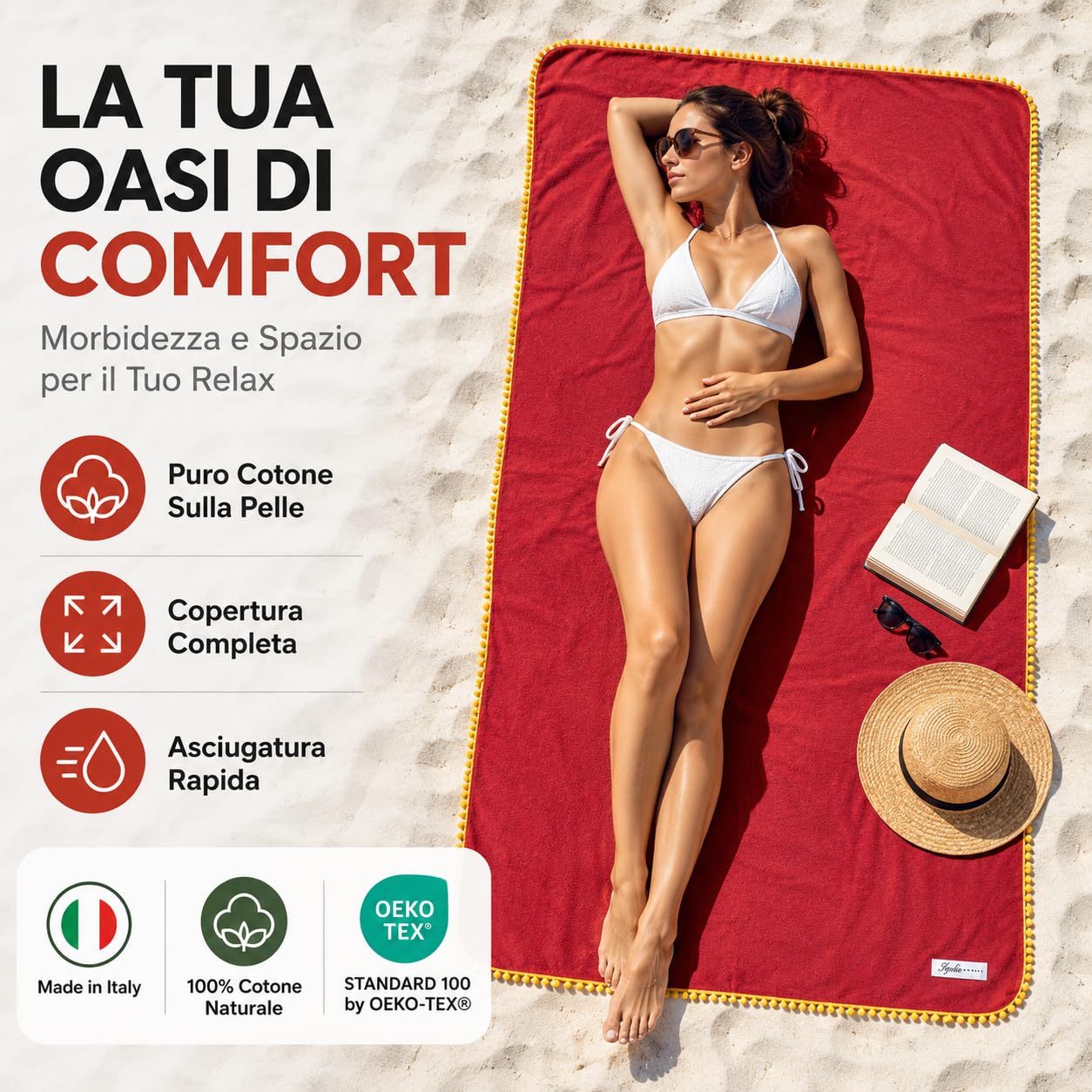 Ali Brothers Telo Mare 90x160 cm in Spugna Jacquard 100% Cotone-Morbido e assorbente, ideale per spiaggia, piscina, bagno e coprilettino da mare.