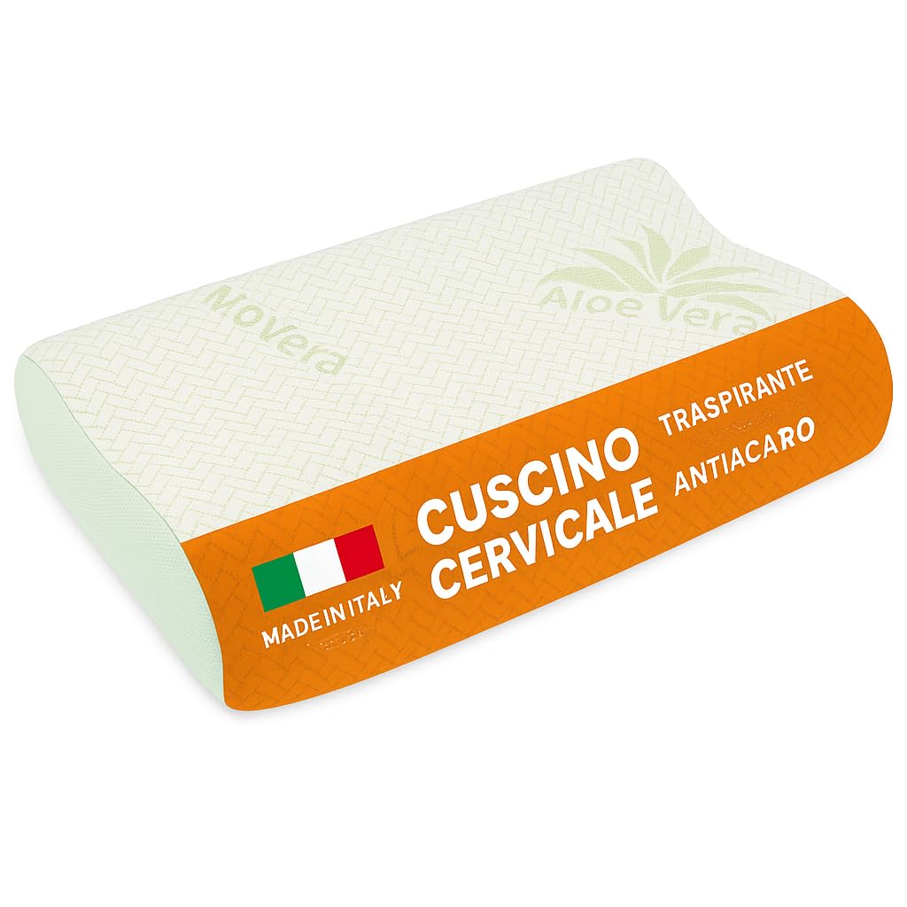 Ali Brothers Cuscino Letto in Memory Foam Ergonomico – Cervicale, Ortopedico, Traspirante, Altezza 13/15 cm – Antiacaro, Made in Italy – Cuscino per Dormire, Collo e Schiena