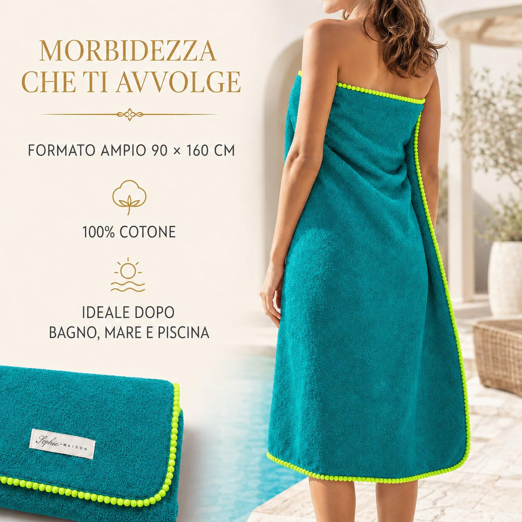 Ali Brothers Telo Mare 90x160 cm in Spugna Jacquard 100% Cotone-Morbido e assorbente, ideale per spiaggia, piscina, bagno e coprilettino da mare.