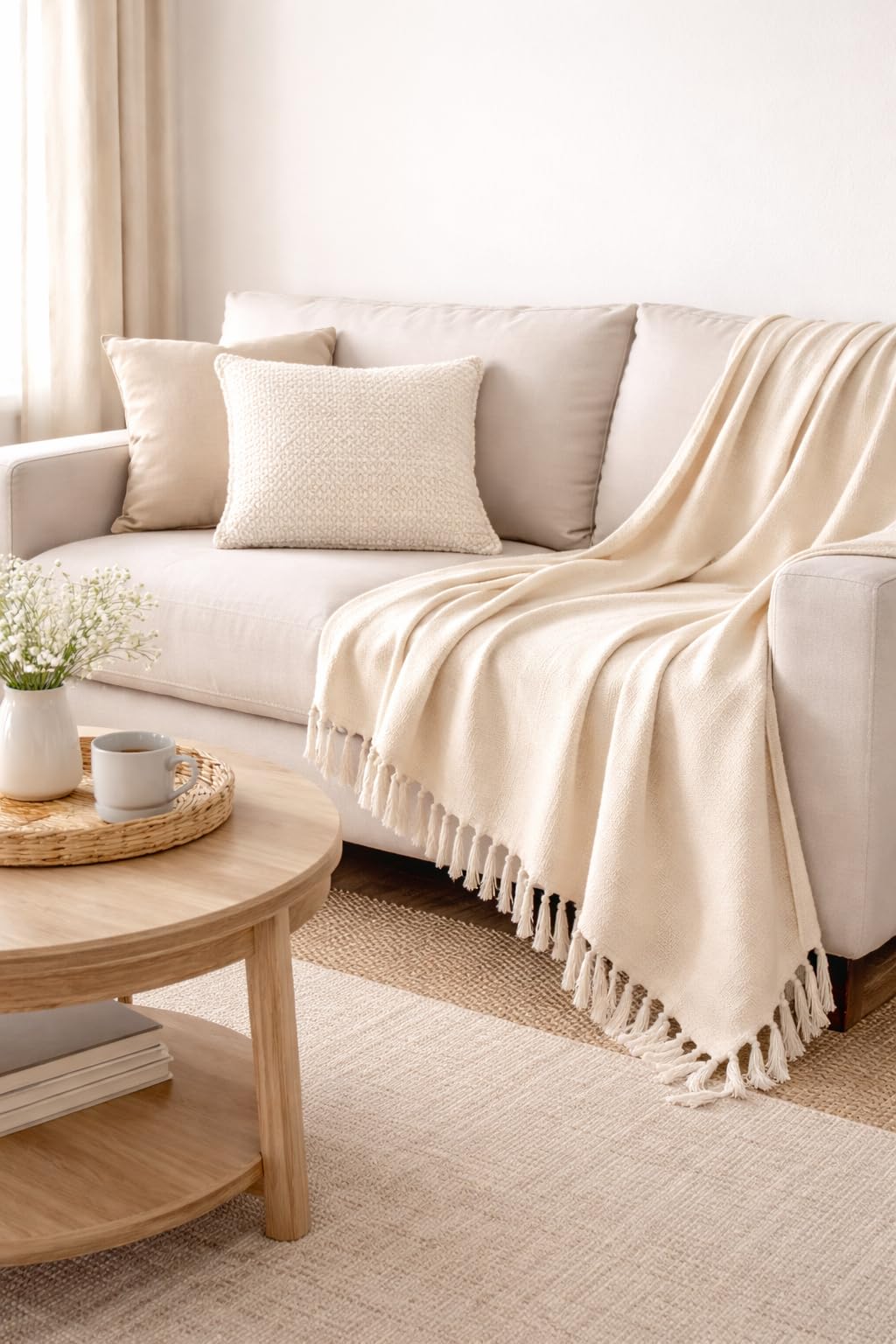 Telo Copritutto 100% Cotone Made in India 210x240 cm + Frange 7 cm – Copridivano Universale, Copriletto Matrimoniale, Coprimuro Boho, Telo Parete, Coperta Estiva Leggera, Telo Arredo Multiuso
