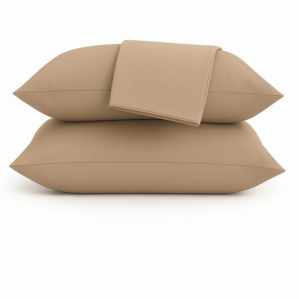 Set 2 Federe Cuscino 50x80 cm – 100% Cotone Morbido e Traspirante – Antipiega, Antiacaro, Lavabili – Naturale per Letto Singolo o Matrimoniale"