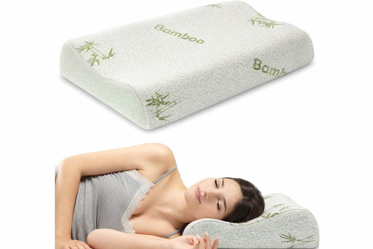 Ali Brothers Cuscino in Memory Foam | Ergonomico e Traspirante | Supporto Ottimale per Collo e Cervicale, Adatto a Tutte le Posizioni del Sonno | Fodera Ipoallergenica in Argento Naturale