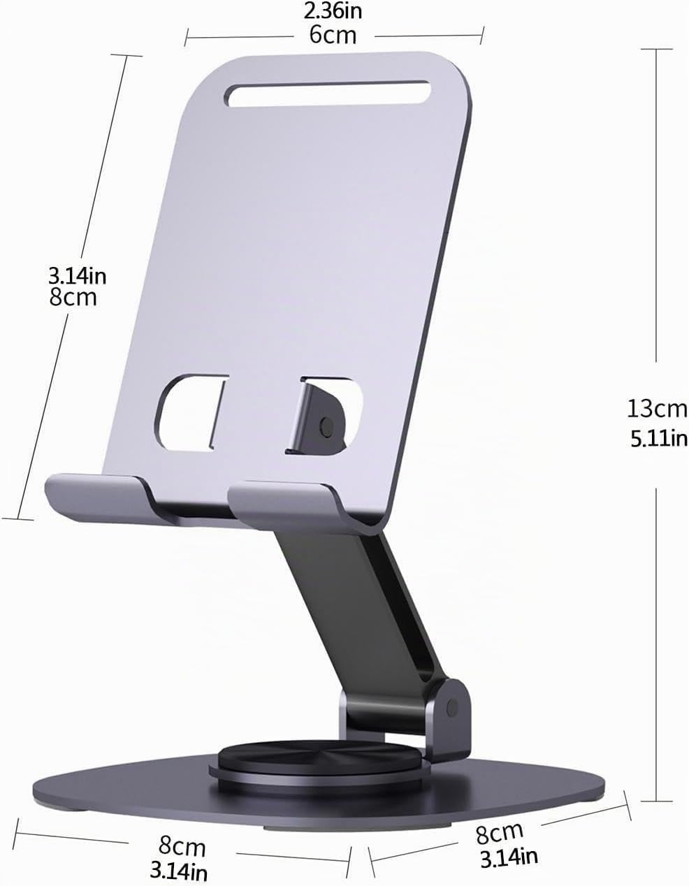 Supporto Telefono da Tavolo, Regolabile a 360° con Rotazione a 360°,Porta Cellulare con Fessura per Ricarica, per Scrivania, Ufficio e casa,, Multi-Angolo,, Porta Telefono Pieghevole in 100% Accaio