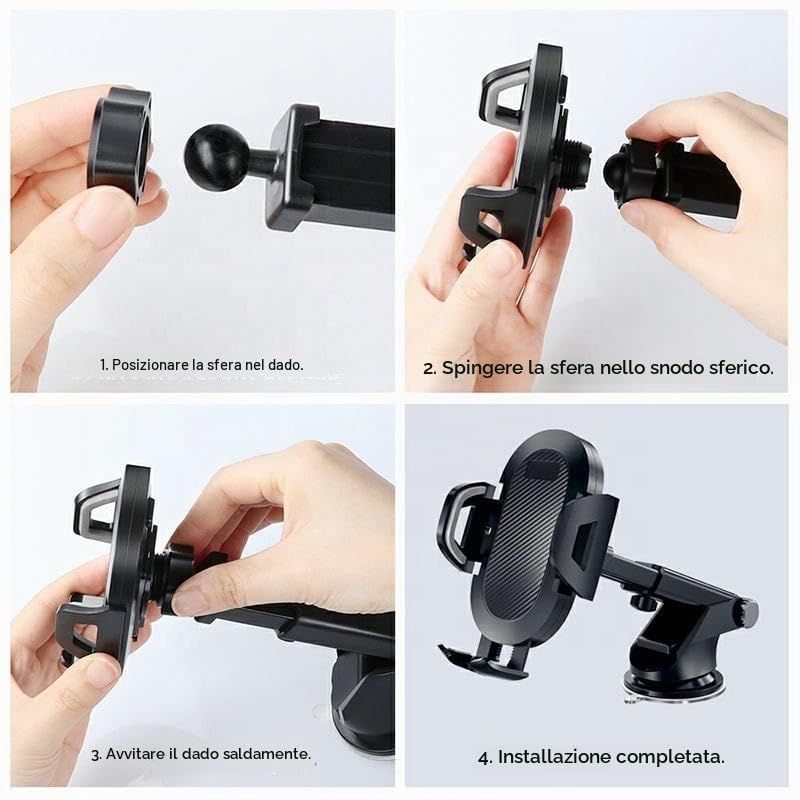 Porta Cellulare Auto Universale Cruscotto Parabrezza Bocchette, Accessori Auto 2025, Supporto Telefono Auto Rotazione 360 Gradi Porta Telefono Auto Regolabile con Ventosa per Telefono Forte Tenuta