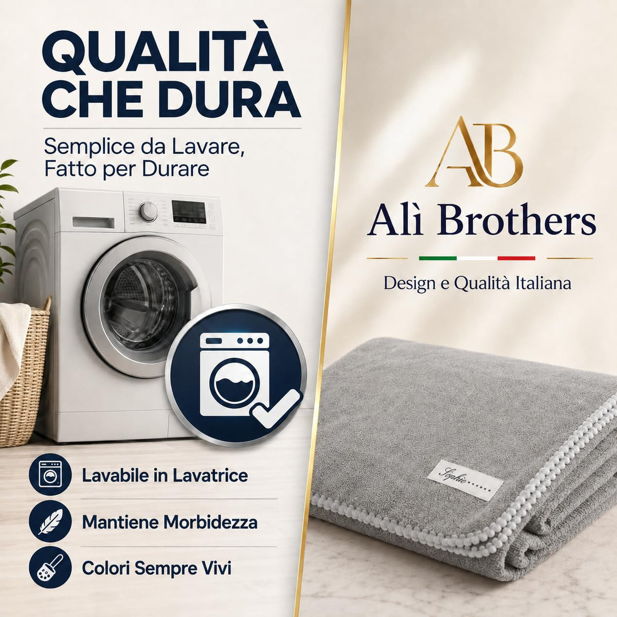 Ali Brothers Telo Mare 90x160 cm in Spugna Jacquard 100% Cotone-Morbido e assorbente, ideale per spiaggia, piscina, bagno e coprilettino da mare.
