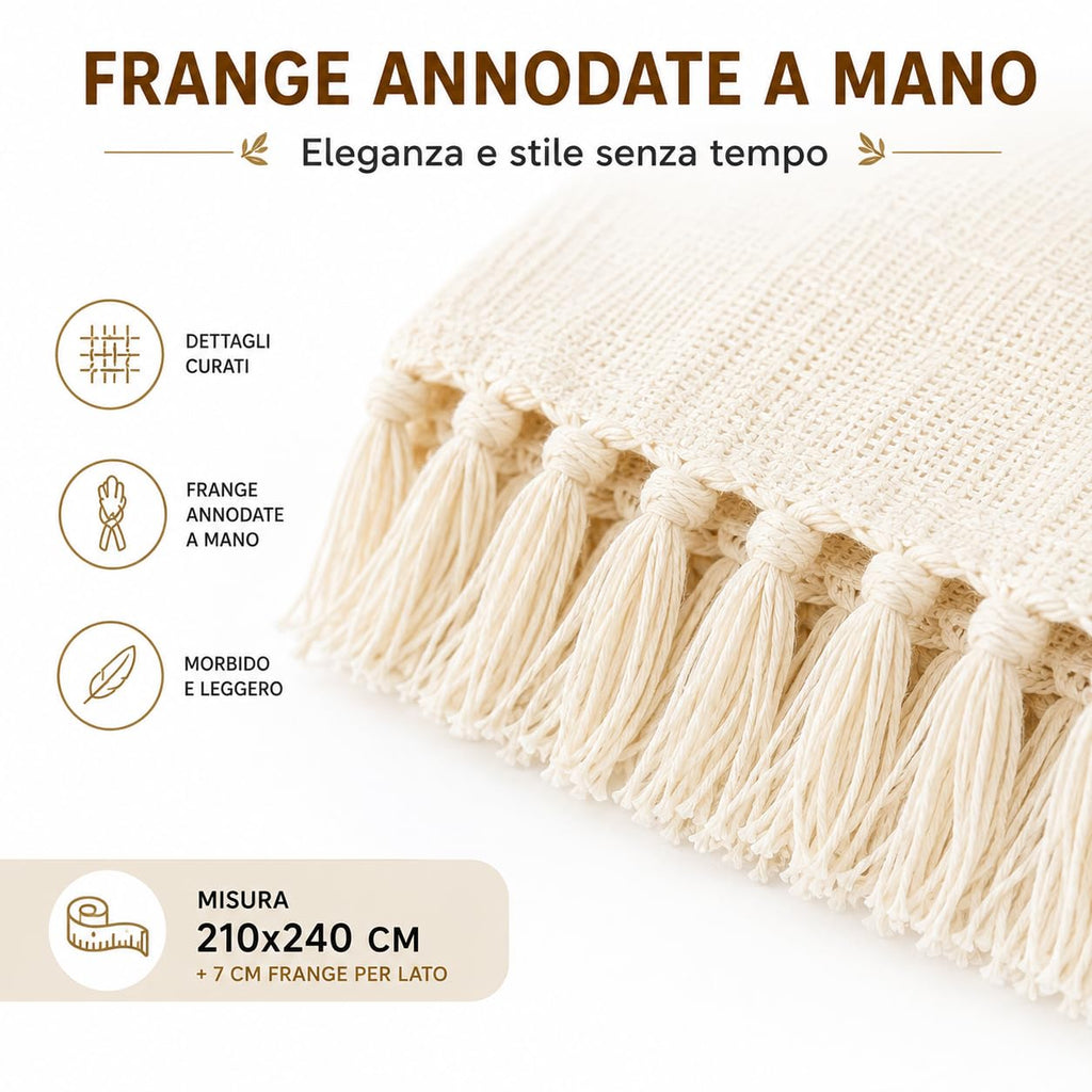 Ali Brothers Telo Copritutto Cotone Made in India 210x240 cm + Frange 7 cm – Copridivano Universale, Copriletto Matrimoniale, Coprimuro, Telo Parete, Coperta Estiva Leggera, Telo Arredo Multiuso