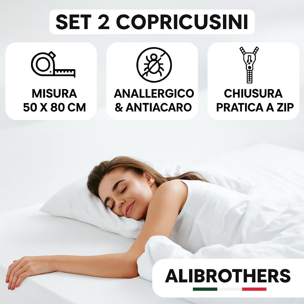 Set 2 Federe Trapuntate 50x80 con Cerniera – Copricuscino Imbottito Morbido, Protezione Guanciale, Anallergico, Lavabile-copricuscino- federa per cuscino- cuscino
