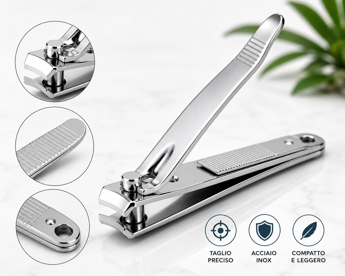 Tagliaunghie Professionale in Acciaio Inox- con lime per unghie integrate, tagliaunghia in acciaio inossidabile resistente per unghie spesse, affilato per uomini e donne