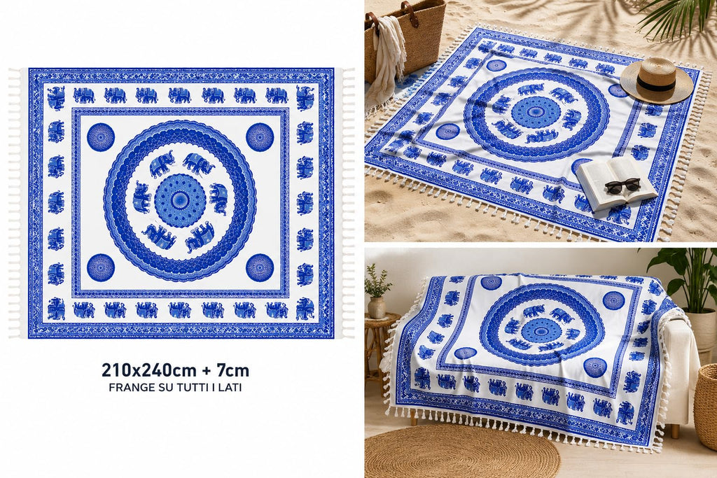 Ali Brothers Telo Mare Grande, cotone 210x230 cm+7cm frange| Telo Spiaggia antisabbia | Asciugamano Mare Fouta, frange e angoli - Pareo Donna Uomo Ragazzi | Pic Nic Beach Towel Coperta, lungo leggero