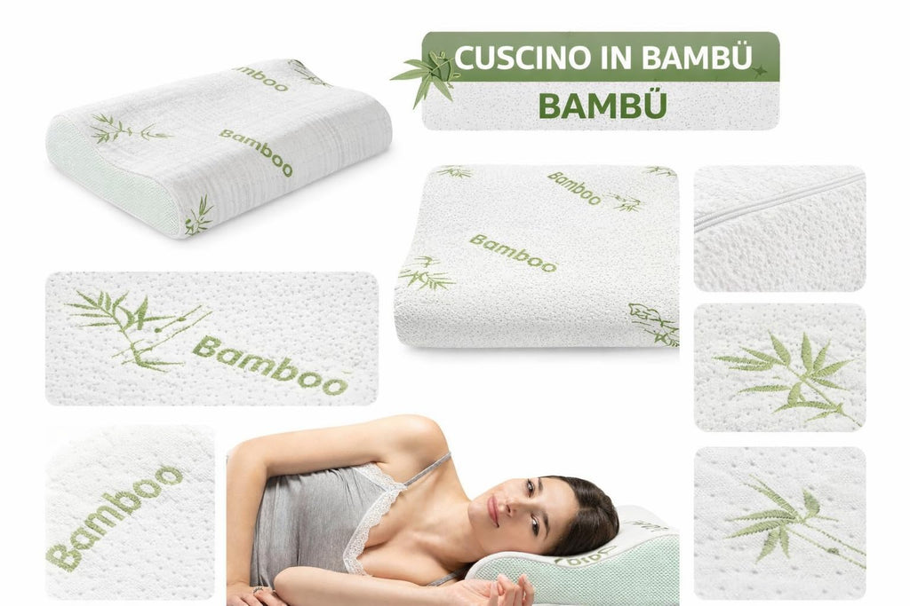 Ali Brothers Cuscino in Memory Foam | Ergonomico e Traspirante | Supporto Ottimale per Collo e Cervicale, Adatto a Tutte le Posizioni del Sonno | Fodera Ipoallergenica in Argento Naturale