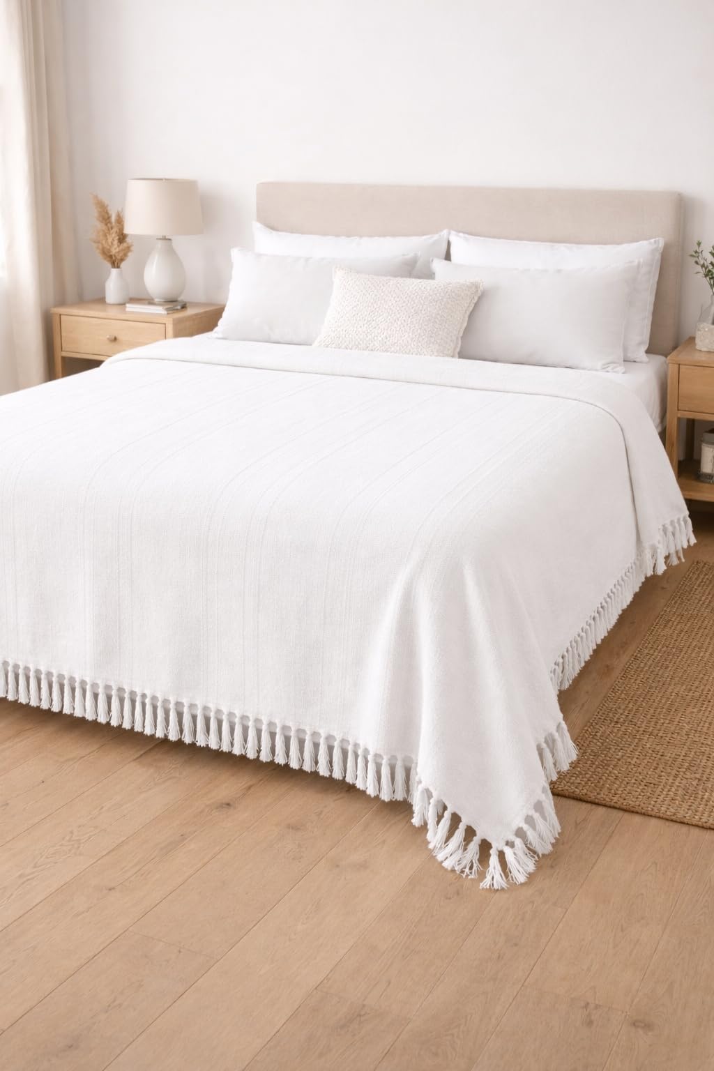 Telo Copritutto 100% Cotone Made in India 210x240 cm + Frange 7 cm – Copridivano Universale, Copriletto Matrimoniale, Coprimuro Boho, Telo Parete, Coperta Estiva Leggera, Telo Arredo Multiuso
