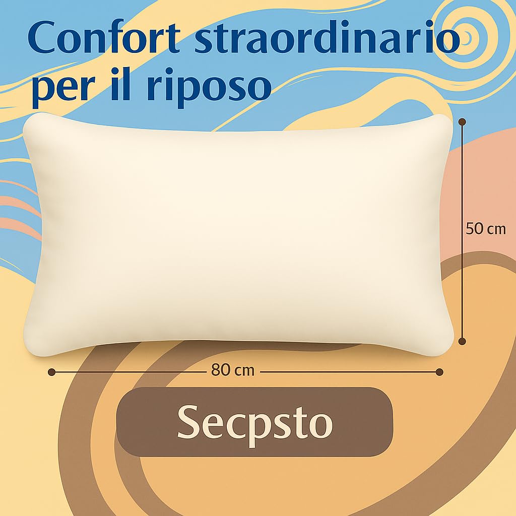 Set 2 Federe Cuscino 50x80 cm – 100% Cotone Morbido e Traspirante – Antipiega, Antiacaro, Lavabili – Naturale per Letto Singolo o Matrimoniale"