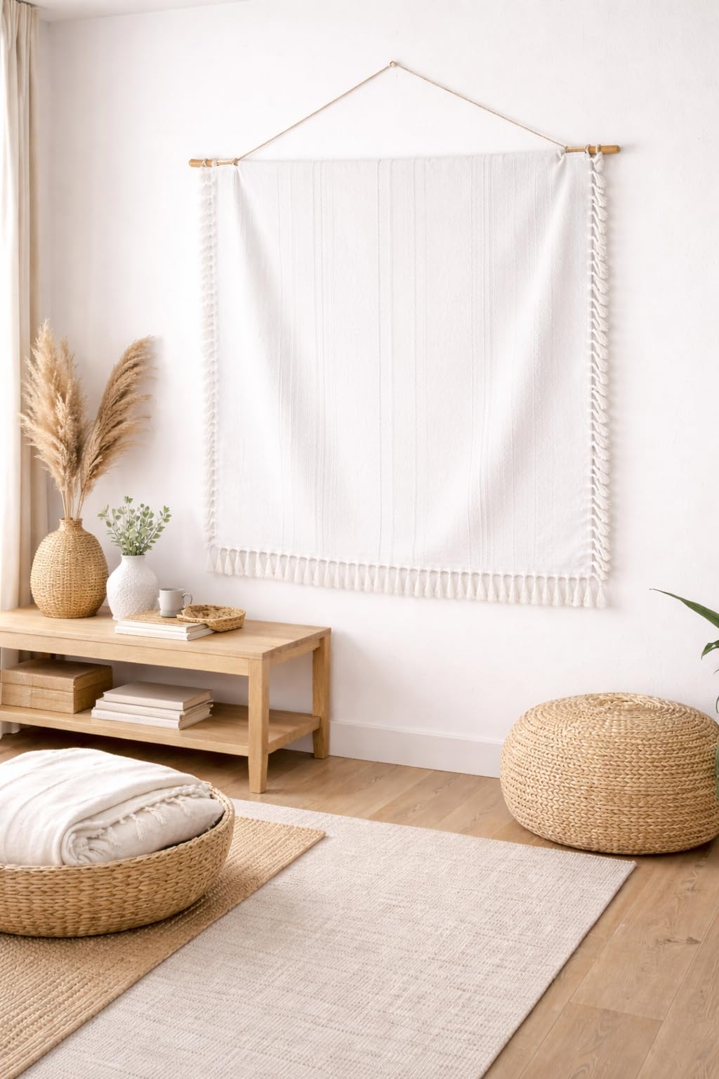 Telo Copritutto 100% Cotone Made in India 210x240 cm + Frange 7 cm – Copridivano Universale, Copriletto Matrimoniale, Coprimuro Boho, Telo Parete, Coperta Estiva Leggera, Telo Arredo Multiuso
