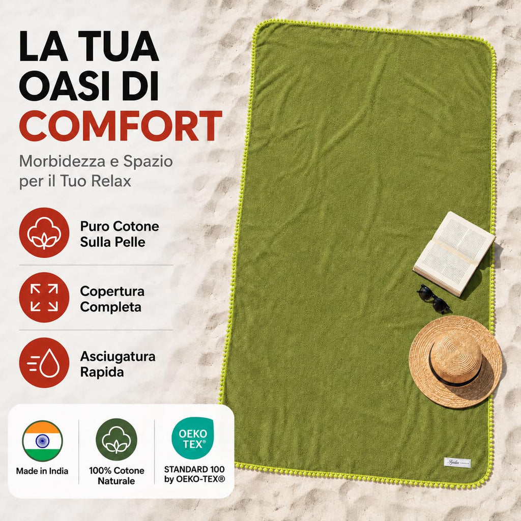 Ali Brothers Telo Mare 90x160 cm in Spugna Jacquard 100% Cotone-Morbido e assorbente, ideale per spiaggia, piscina, bagno e coprilettino da mare.