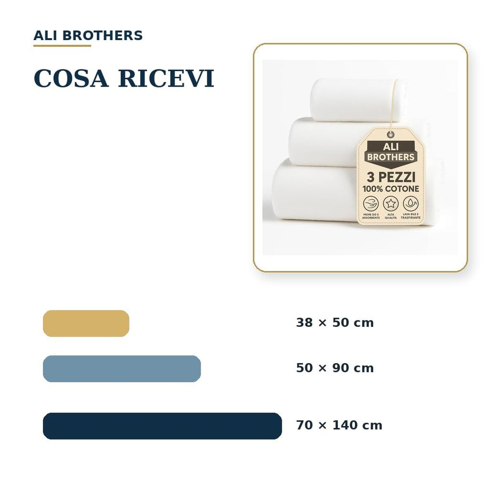 Ali Brothers Telo Doccia Grande 100x160 cm – 100% Cotone Morbido e Assorbente – Asciugamano Bagno Unisex – Lavabile, Spugna Alta Qualità, Uso Quotidiano o Spa