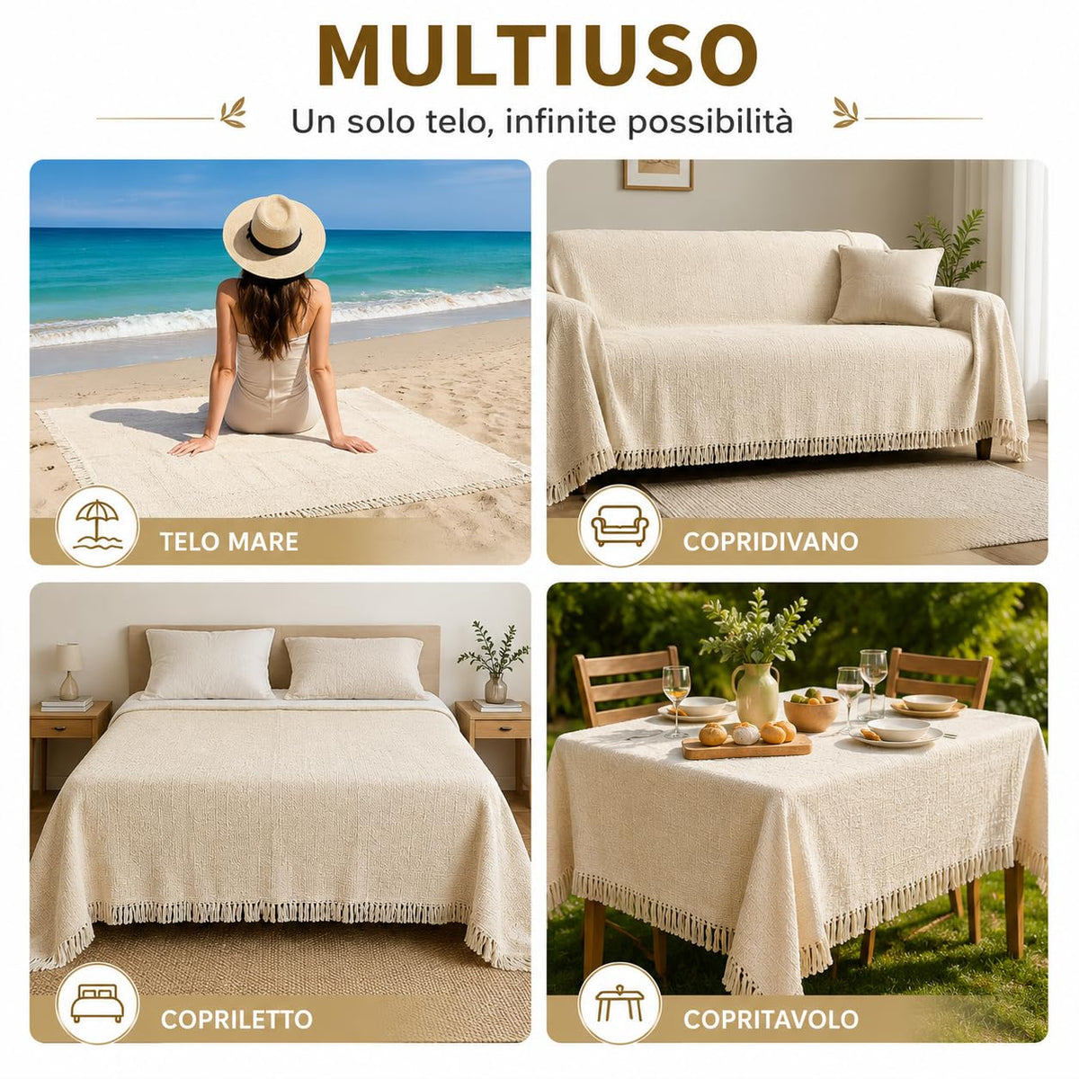 Ali Brothers Telo Copritutto Cotone Made in India 210x240 cm + Frange 7 cm – Copridivano Universale, Copriletto Matrimoniale, Coprimuro, Telo Parete, Coperta Estiva Leggera, Telo Arredo Multiuso