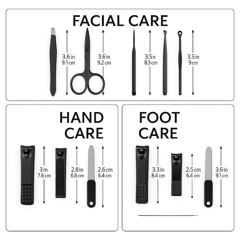 Set Manicure Professionale Uomo Donna – Kit Tagliaunghie e Tronchesino Piedi in Acciaio -Manicure & Pedicure con valigetta da viaggio portatile - kit tagliaunghie per la cura personale,