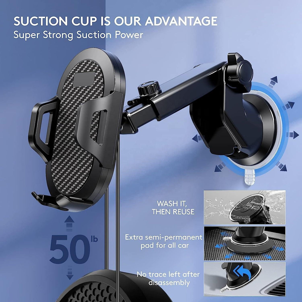 Porta Cellulare Auto Universale Cruscotto Parabrezza Bocchette, Accessori Auto 2025, Supporto Telefono Auto Rotazione 360 Gradi Porta Telefono Auto Regolabile con Ventosa per Telefono Forte Tenuta