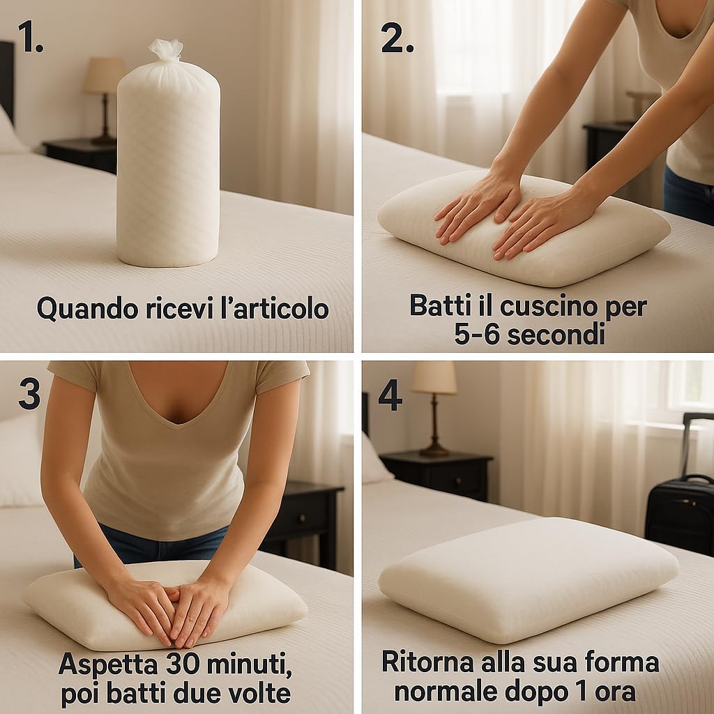 Ali Brothers Cuscino Letto in Memory Foam Ergonomico – Cervicale, Ortopedico, Traspirante, Altezza 13/15 cm – Antiacaro, Made in Italy – Cuscino per Dormire, Collo e Schiena